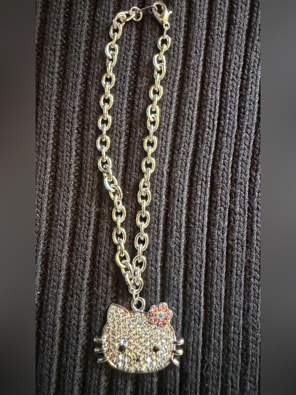 Hello Kitty Crystal Charm Bracelet - Silver with Pink Accent